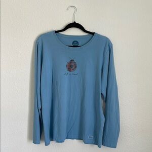 Life Is Good Blue Long Sleeve Tee Relaxed Fit